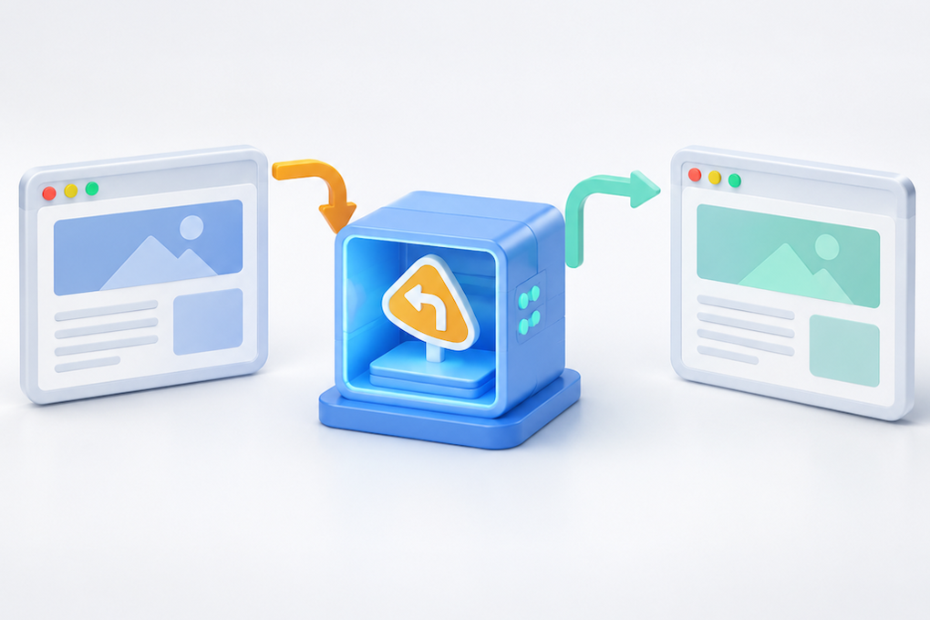 A browser and CDN cache retain an old redirect while an updated route points to a new page.